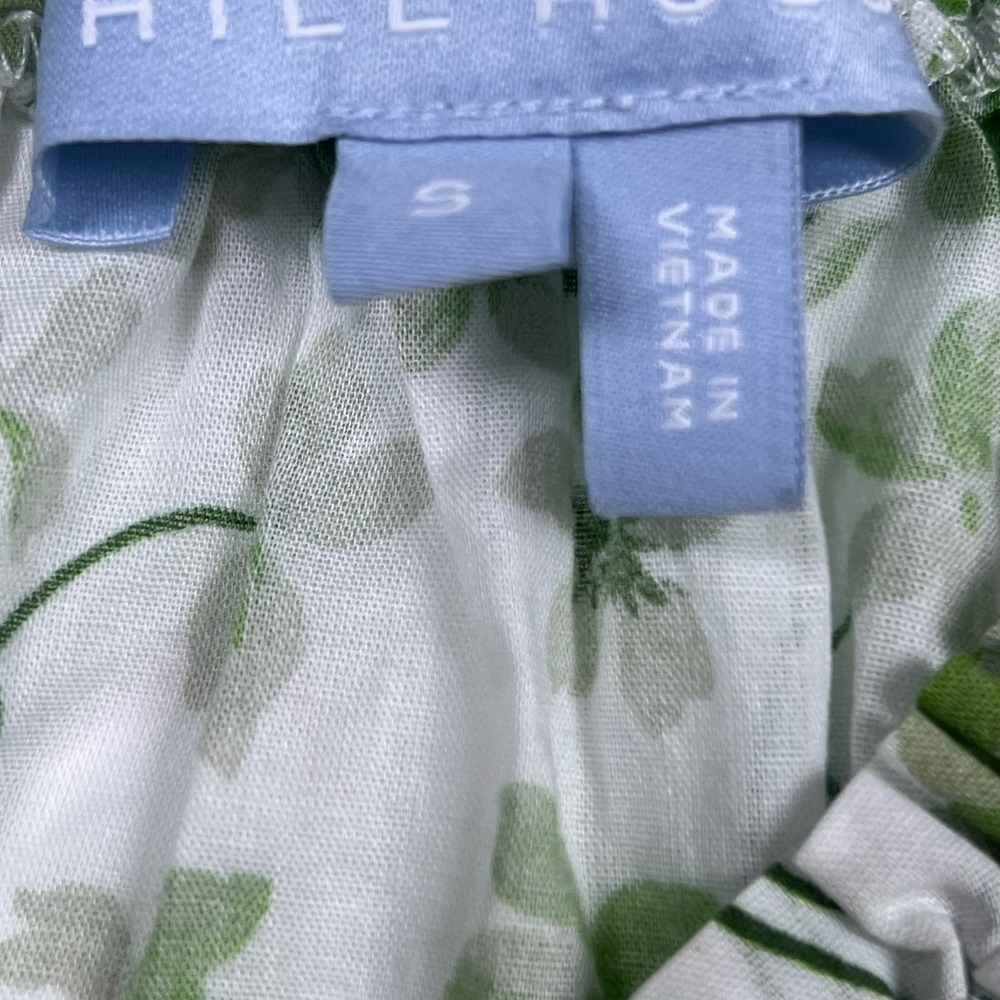 Hill House Athena Nap Dress Womens Clover Floral Smocked Mini S Green White Boho - Picture 5 of 8
